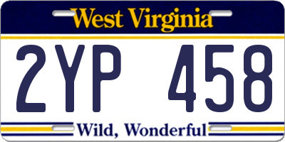 WV license plate 2YP458