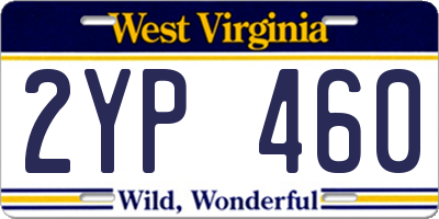 WV license plate 2YP460