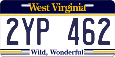 WV license plate 2YP462