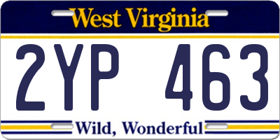WV license plate 2YP463