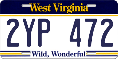 WV license plate 2YP472