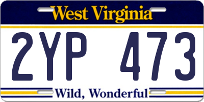WV license plate 2YP473