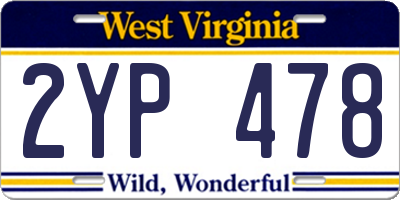 WV license plate 2YP478