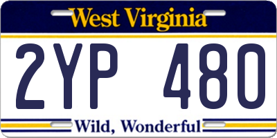 WV license plate 2YP480