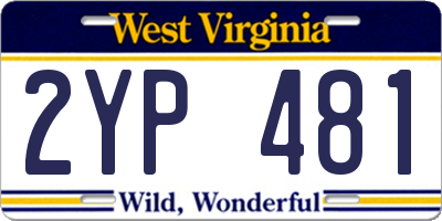 WV license plate 2YP481