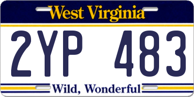 WV license plate 2YP483