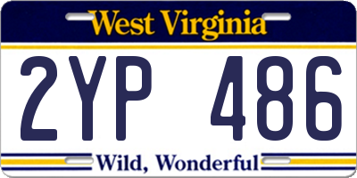 WV license plate 2YP486