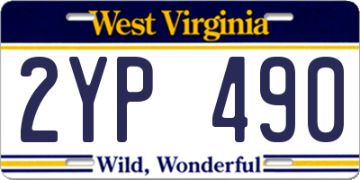 WV license plate 2YP490
