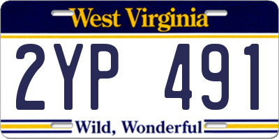 WV license plate 2YP491
