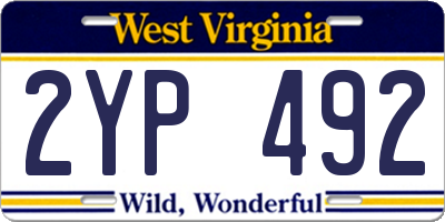 WV license plate 2YP492