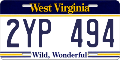 WV license plate 2YP494