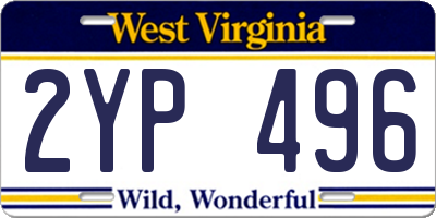 WV license plate 2YP496