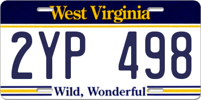 WV license plate 2YP498