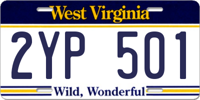WV license plate 2YP501