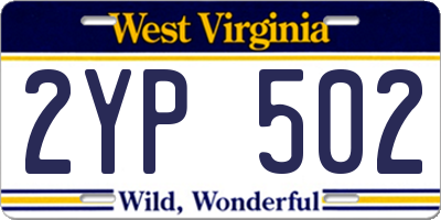 WV license plate 2YP502
