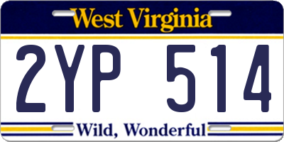 WV license plate 2YP514