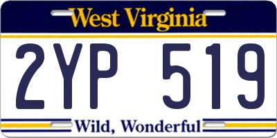 WV license plate 2YP519