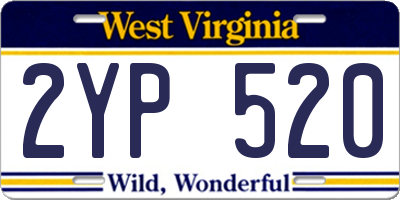 WV license plate 2YP520