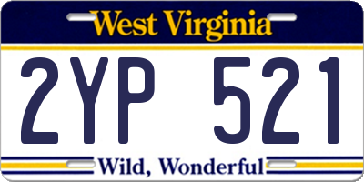 WV license plate 2YP521