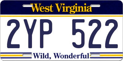 WV license plate 2YP522