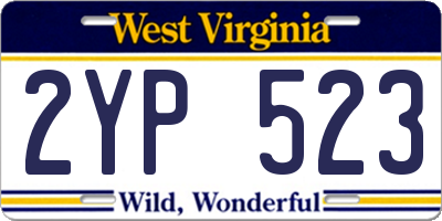 WV license plate 2YP523