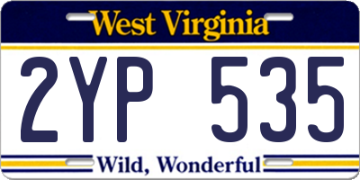 WV license plate 2YP535
