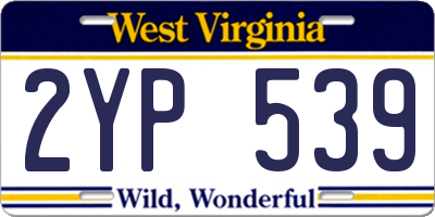 WV license plate 2YP539