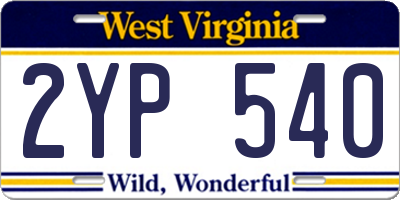 WV license plate 2YP540