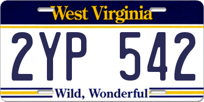 WV license plate 2YP542