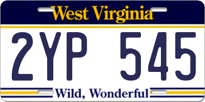 WV license plate 2YP545