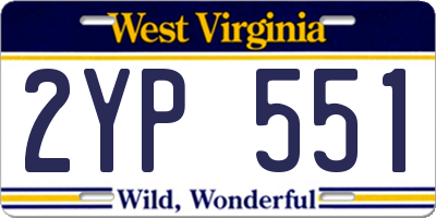 WV license plate 2YP551