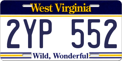 WV license plate 2YP552