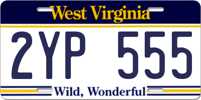 WV license plate 2YP555