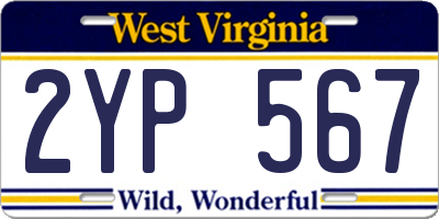 WV license plate 2YP567