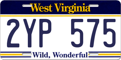 WV license plate 2YP575