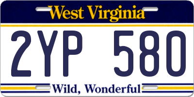 WV license plate 2YP580