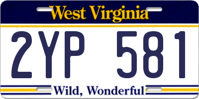 WV license plate 2YP581