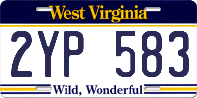 WV license plate 2YP583