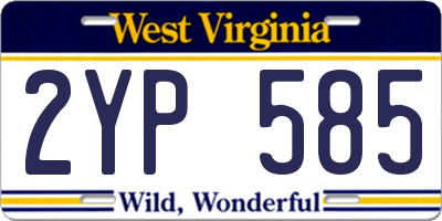 WV license plate 2YP585