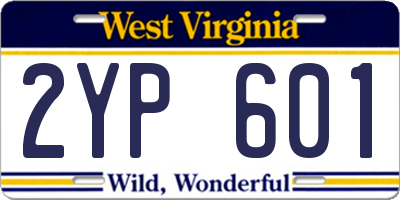 WV license plate 2YP601