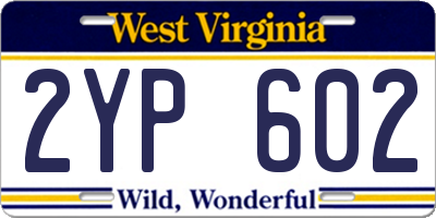 WV license plate 2YP602