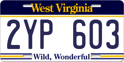 WV license plate 2YP603
