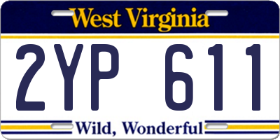 WV license plate 2YP611
