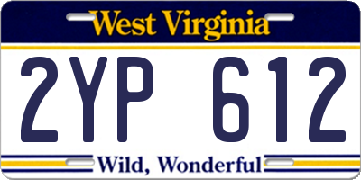 WV license plate 2YP612