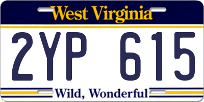 WV license plate 2YP615