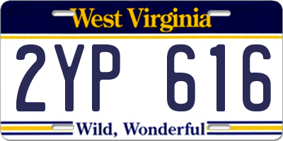 WV license plate 2YP616