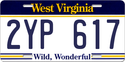 WV license plate 2YP617