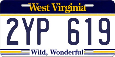 WV license plate 2YP619