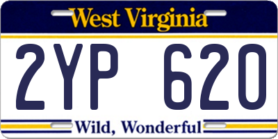 WV license plate 2YP620