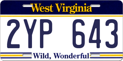 WV license plate 2YP643